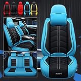 Zswpyq Sitzbezüge Vordere Autositzbezüge für BMW X1 X3 320 X5 530 520 330 2 Sitze PU Leder Sitzauflage Innenraum Zubehör Luxus-Sitzbezug,Blue +