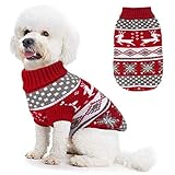 Idepet Hundekostüm Weihnachten, Welpe Hund Katze Strickpullover Sweater Weihnachten Rentier Jumper Haustier Kostüm M