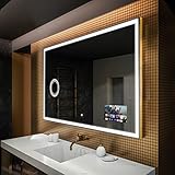 Smart Badspiegel mit LED Beleuchtung 110x90 cm - SmartScreen - Wählen Sie Zubehör - Individuell Nach Maß - Beleuchtet Wandspiegel Lichtspiegel Badezimmerspiegel - LED Farbe zu Wählen L01