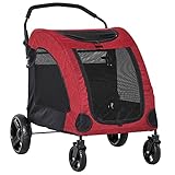 Pawhut Hundebuggy Hundewagen Hundeanhänger Hundetasche Haustiere Oxford Groß Rot+Schwarz 98x82x110
