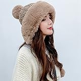 ZXCYJ Mode Nette Pompom Winter Hüte Frauen Russische Hüte Frauen Dicke Warme Hüte Damen gestrickte Skihüte (Color : C, Size : One Size)