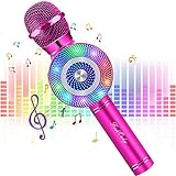 FISHOAKY Karaoke Mikrofon, Bluetooth Mikrofon Karaoke Tragbarer Drahtlose Mikrofon Stereo Player mit Dynamisches Licht, Kompatibel mit Android IOS