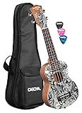 Art Series Ukulele Sketch, Design Solid Top Ukulele mit Tasche und 3 Plek