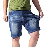 Herren Jeans Shorts Sommer Lässige Jeanshose mit elastischer Taille, Kordelzug und Taschen Plus Size Cargohose(XXL,Blau)
