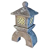 ADSEA Solarbetrieben Led Lampe Pagoden Garten-skulpturenpagoda Licht Garten Ornamente Dekorationen,Harz Rasen Ornament Für Yard Decor-Eine 43x28x18cm(17x11x7inch)