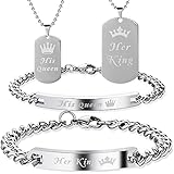 Lictin Partner Armbänder und Partner Halskette His Queen Her King Ketten und Armbänder Liebespaar Valentinstag Geschenke Geburtstagsgeschenk