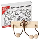 Bartl 102240 Mini-Holz-Puzzle Tarzans Kokosnüsse aus einem Holzbrettchen mit Schnur und 2 Holzp