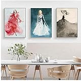 NIEMENGZHEN Druck auf Leinwand Moderne Aquarell Portrait Poster und Drucke Sexy Frauen Leinwand Malerei Wandbilder-50x70cm No F