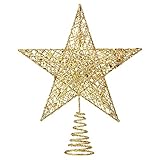 1 Stück Weihnachtsbaum Stern Topper,15cm,Baumkrone Stern Topper, Party Dekoration Stern Dekoration Metall Glitzer Ornament Glitzernden Gold Weihnachtsbaum Ornament Indoor Home Party Dek