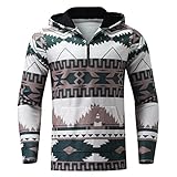 Mens Kapuzenpullover Herren Herbst Winter Lässiges Slim Fit Hoodie Kapuzenshirt Fashion Geometry Aufdruck Hoody Pullover Sweatshirt mit Kapuze(Grün,L)