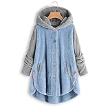 Kobilee Teddy Plüschjacke Damen mit Kapuze Lang Große Größen Winter Warm Elegant Flauschig Kuschelpullover Teddyjacke Winterjack