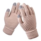 LIANGFANG Handschuhe Damen Frauen Winter Strickhandschuhe Winter Touchscreen Handschuhe Warmes Futter Winterhandschuhe GefüTtert Windstopper Weich Warme Skifahren Wandern F
