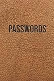 Password Notizbuch im Leder-Look (Druck-Imitat) mit Register (innenliegend): Journal, Organizer, Planer für Passwörter, kompaktes Taschenb