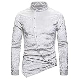 PRJN Herren Gothic Shirts Steampunk Flügelkragen Smoking Rüschen Blumen Mittelalter Kostüm Herren Diagonalknopf Unregelmäßig Multicolor Henry Kragen Langarmhemd Herren Slim Britisches H