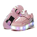 RESLIDE Rollschuhe für Mädchen und Jungen, Sneaker, USB aufladbare Räder, Schuhe mit LED-Licht, Rollschuhe für kleine und große Kinder, D-pink,