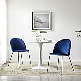 LeChamp Esszimmerstühle aus Samt mit glänzenden Metallbeinen, 2 Stück, Vintage-Stil, Lounge-Stuhl mit voll gepolsterter Rückenlehne und gepolsterter Sitzfläche für Wohnzimmer, Küche, B
