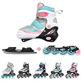 meteor® Inliner Rollen Invert Inline Skates Mädchen und Jungen Inliner Kinder Inline Skates ABEC7 Rollen inliner mit Einstellbarer Größe Inliner Kinder Inline Skates (2in1-30-33 S, Blue/PINK)