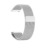 Edelstahlarmband für Uhr,Mesh Gewebe Metall Edelstahl Uhrenarmbänder mit Magnetverschluss Schnellspanner Armband Ersatzarmband Kompatibel Smart Watch fur Herren Damen 14mm/16mm/18mm/20mm/22mm Silb
