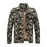 DaDuo Jacke Herren Slim Fit Stehkragen Camouflage Sweatjacke Herren Klassisch Trend Mode Übergangsjacke Herren Outdoor Winddichte Lassig Arbeitsjacke Herren A-Green1 XL