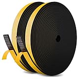 JBEIY Türdichtung Selbstklebend, 12mm(B) x 6mm(D) Zugluftstopper Türdichtung Fenste, Schaumstoffband für Kollision Siegel Schalldämmung Gesamtlänge 10m Schw