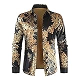 Freizeithemden Herren Modern Urban Trend Mode Druck Revers Cárdigan Männer Langarm Shirt Frühling Herbst Streetstyle Dünnschliff Casual Atmungsaktiv Herren Hemd DL585 L