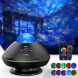 TATE GUARD LED Sternenhimmel Projektor,Ozeanwellen-Sternenlicht Projektor,10 Farben,Wifi/Bluetooth Musikspieler/Fernbedienung/Bluetooth/Soundsteuerung/Timer,für Kinder,zimmer,Party Dekoration schw