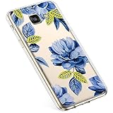 Uposao Kompatibel mit Samsung Galaxy A7 2016 Hülle Silikon Schutzhülle Bunt Retro Muster Durchsichtig Case Klar Transparent TPU Tasche Handyhülle Anti-Kratzer Stoßfest,Blau Rose B