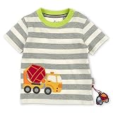Sigikid Jungen T-Shirt, grau-gestreift/Baustelle, 74