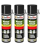 Isolbau Montageschaum mit Aussprührohr - PU-Bauschaum für Montage, Isolierung, Abdichtung, Innen & außen - 3 x 500
