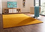 Steffensmeier Gabbeh Teppich Nomade | 100% Schurwolle | Wohnzimmer, Schlafzimmer | in Gelb, Größe: 65x135