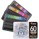 60 Zenacolor Filzstifte - 60 Verschiedene Farben - 0,4 mm Fine Tip Pen - Buntstifte für Erwachsene Set - Perfektes Zubehör, Pinselstifte, Skizzen- oder Z