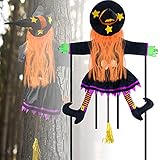 DERAYEE Halloween Hexe Deko Crashing Witch in Baum Halloween Garten Deko 94 * 85 cm Halloween Dekoration für Garten Party Urlaub usw