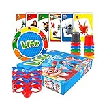 Wood.L Fibber Brettspiel - Interaktives Bluffspiel für die ganze Familie, Lügner-Spiel, witziges Poker-Kartenspiel mit Langer Nase und Brille, für Kinder und Erw