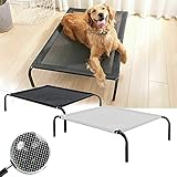 Hundeliege Outdoor Grosse Hunde mittelgrosse Hunde Hundeliege Kühl Erhöhte Hundebett Outdoor Garten mit kühlender Wirkung, Waschbar & Dauerhaft Netz Campingbett für Strände, 114×76×15cm - G