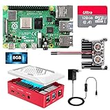 Raspberry Pi 4 8GB, Raspberry Pi 4 Model B 8GB RAM mit 128GB Micro SD-Karte, unterstützt Dual Display 4K/1000Mbps/Bluetooth 5.0, 5V 3A USB-C EIN/Aus-Schaltnetzteil, Kühlkörper und Micro HDMI-Kab