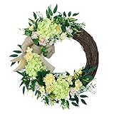 Kunyun Künstliche Hortensie Kranz Frühlingskranz für Haustür Innen Außen Wand Fenster Hochzeit Bauernhaus Heimdek