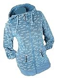 Damen Piquet Jacke Slim Fit Kapuze Hoodie Fleece angeraut Boote S M L XL 2XL (Blau, XL, x_l)