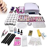 Nagelstudio UV Gel Set Einsteigerse UV Lampe Nailart Nageldesign Starterkit 36W Lichttherapiegerät Gel Nagel Set für künstliche Fingernägel und Anfänger mit UV Farbgel, Nail Art, N