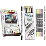Online Calli.Brush 24 Stück Double-Tip Pens mit Kalligrafie-Spitze und Pinselspitze & Calli.Brush Pastel, 5er Set Handlettering Brush-Pen, Pinsel-Stifte Set, Kalligraphie-S