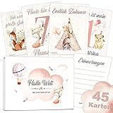 45 Baby Meilenstein Karten schöne Geschenkidee zur Geburt, Schwangerschaft, Taufe oder Babyparty Milestone Cards | Meilensteinkarten Geschenkset inkl. Geschenkbox für M