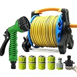 AQAQ Schlauchaufroller Kit mit 1/2' Schlauch, Schlauchtrommel Wagen Wasserpflanzen Garten & Rasenpflege Patio Rasen Gartenbewässerungsg