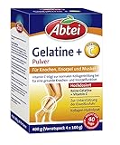 Abtei Gelatine Pulver Plus Vitamin C, für Muskel und Knochen, zur Unterstützung der Eiweiszufuhr , hochdosiert, 400g (Vorratspack 4x 100g)
