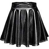 Riclahor Faltenrock Damen Retro Stretch Skater Röcke Hohe Taille Kurz Rock Metallischer Informell Mini Glocken Rock Glitzer Rock Lederrock Karneval Faschingskostüme Tanzkleider Alien Kostü