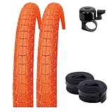 2 x Kenda K-907 Krackpot 20' BMX Fahrradreifen Fahrradmantel in Orange 50-406 (20 x 1.95) + 2 passende Schläuche DV inkl. Fahrradkling