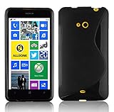 Cadorabo Hülle für Nokia Lumia 625 in Oxid SCHWARZ – Handyhülle aus flexiblem TPU Silikon – Silikonhülle Schutzhülle Ultra Slim Soft Back Cover Case Bump