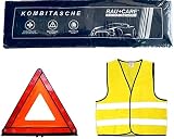 Tuningmods® 237896 3in1 KFZ Verbandskasten Kombitasche - Trio mit Warnweste, Erste Hilfe Set und Warndreieck