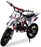 Actionbikes Motors Kinder Mini Crossbike Gazelle 49 cc 2-takt inklusive Tuning Kupplung 15mm Vergaser Easy Pull Start verstärkte Gabel Dirt Bike Dirtbike Pocket Cross (Rot)