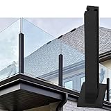 Geländerpfosten Glasklemme Glasgeländerpfosten Schwarz, Freibad-Zaunelemente Pfosten/Balusterpfosten Mit Quadratischem Fuß, Glasclip Für Deckschienen-Säulensystem Einfach Zu I