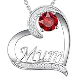 GinoMay Rubin Schmuck Juli Geburtsstein Mama Halskette Geburtstag Geschenke für Mama 925 Sterling Silber Liebe Herz Anhänger Halsk