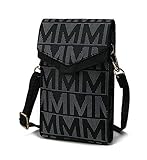 MKF Kleine Crossbody Handy Geldbörse für Damen - PU Leder Handytasche - Tasche mit Schultergurt, Schwarz (Evelynn Black), S